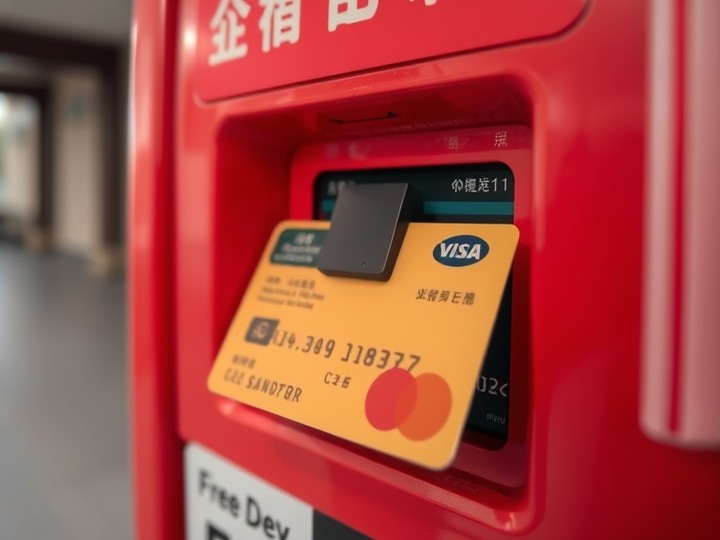 点検前 — カードリーダーの上に不審な部品が取り付けられた端末の前面。